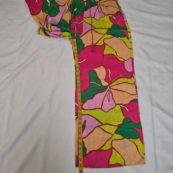 C&C California Multicolor Floral Tropical Wide-Leg Beach Pants Women's Small - Picture 9 of 10